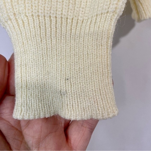 Chateauamour Women’s Apricot Ribbed Bead Cluster Cutout Shoulder Sweater Cream - Picture 3 of 7